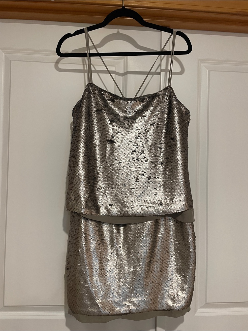 Banana Republic Silver Gray Sequin Cami Dress